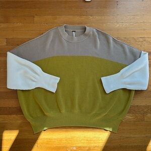 Free People Easy Street tunic - green/white/tan color block. Size small.